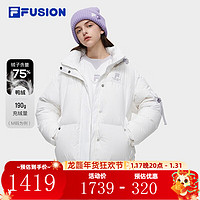 FILA FUSION斐乐潮牌羽绒服女冬季时尚休闲宽松连帽上衣 标准白-WT 155/76A/XS