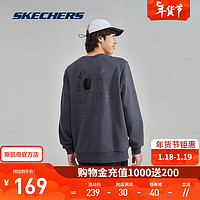 斯凯奇（Skechers）男款户外风加绒圆领卫衣L423M083 奥德赛灰/026R XL