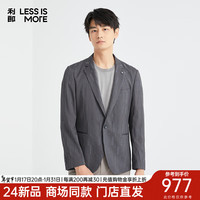 利郎轻时尚男装【风格提花】2024春季西服男布面竖纹拼接西装外套 黑色 190