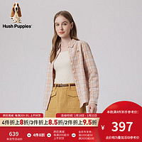 Hush Puppies暇步士女装2024春亚麻混纺美式复古休闲长袖衬衫 140米咖 XL