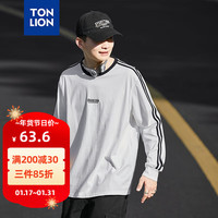唐狮 TONLION24春男侧边人织带圆领长袖T恤 本白 XXL