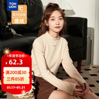 唐狮 TONLION女半高领紧身百搭长袖打底衫WP 杏色 M