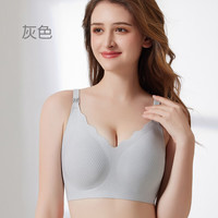 婧麒(JOYNCLEON)哺乳文胸内衣怀孕期哺乳胸罩产后前开扣无钢圈托聚拢美背 灰色 95B