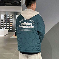 阿迪达斯 （adidas）三叶草棉服外套男装2024春季运动服保暖连帽休闲夹克上衣 IW6285绿色 XL