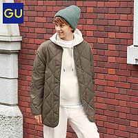 GU 极优 女装菱形格短夹克一款两穿绗缝棉服外套347806