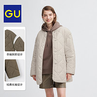 GU 极优 女装菱形格短夹克一款两穿绗缝棉服外套347806