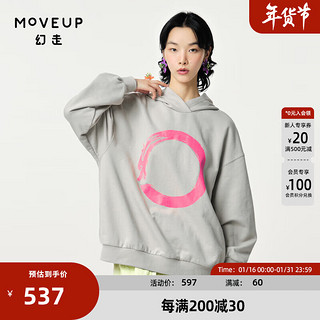 幻走（MOVEUP）2024春季撞色生肖印花设计短款卫衣女 浅灰 XS