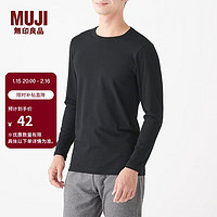 MUJI 無印良品 无印良品 MUJI 男式 使用了棉的冬季内衣 圆领长袖T恤 黑色