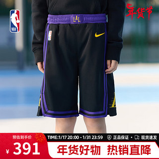 NIKE成人洛杉矶湖人队CE 23-24赛季SW球裤短裤男运动短裤篮球裤 黑色大童款 L