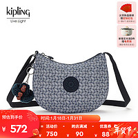 kipling 凯普林 女款轻便帆布包2024春季休闲斜挎包马鞍包|CELESTE T 蓝白藤蔓印花