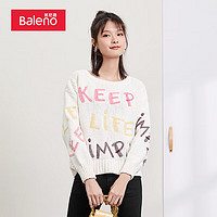 班尼路（Baleno）针织衫女时髦个性圆领字母印花韩版毛衣洋气时尚宽松上衣 00W L