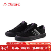 KAPPA卡帕鞋子男女同款运动休闲鞋厚底显高百搭潮流滑板鞋 黑色/复古紫 35