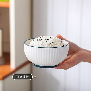 传旗 釉下彩陶瓷饭碗5英寸4只家用碗具大碗米饭碗小碗微波炉可用 霜华