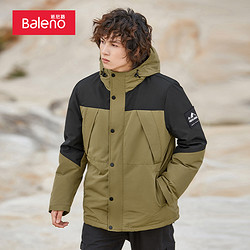 Baleno 班尼路 迷彩连帽拼接中厚羽绒服