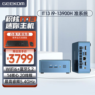 积核（GEEKOM）IT13 英特尔酷睿 高性能游戏办公家用设计迷你电脑主机 便携NUC微型主机 i9-13900H准系统