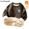 LA CHAPELLE MINI拉夏贝尔男童加绒卫衣加厚保暖衣童装一体绒儿童冬装 【加绒卫衣】爪子小标烟灰色 120