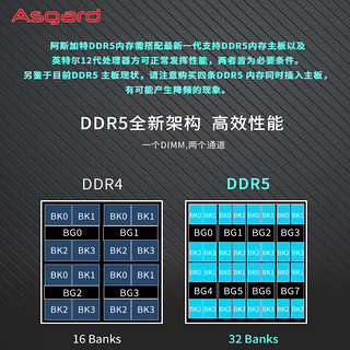Asgard 阿斯加特 48GB(24GBx2)套装 DDR5 6800 台式机内存条 RGB灯条-女武神·瓦尔基里