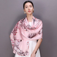 达芬奇密码 真丝丝巾女高档桑蚕丝围巾春季春秋披肩纱巾丝绸礼盒装 木兰醉露