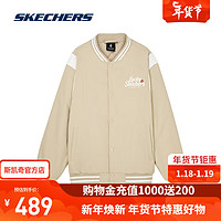 斯凯奇（Skechers）【秦霄贤同款】秋冬季新年印花卫衣外套棒球服男女L124U054 爱尔兰奶油色/028R XXL