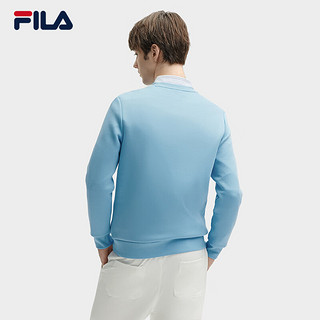 FILA×V&A联名系列斐乐男装针织套头衫2024春季时尚休闲卫衣男 环焦蓝-BU 180/100A/XL