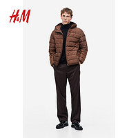 H&M HM男装棉衣2023年冬季新款保暖轻便绗缝潮流连帽外套1183921