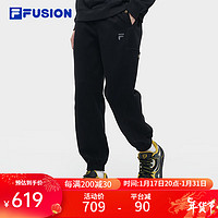 FILA FUSION斐乐潮牌男装针织长裤2024春季时尚休闲收口运动长裤 正黑色-BK 175/84A/L