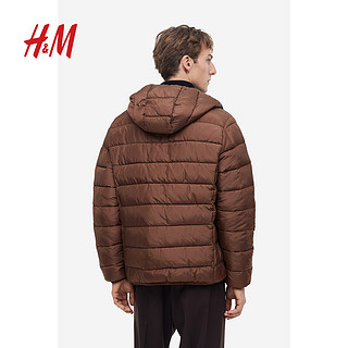H&M HM男装棉衣2023年冬季新款保暖轻便绗缝潮流连帽外套1183921