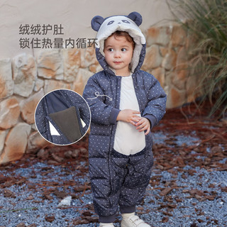 babylove婴儿羽绒服冬季保暖连体衣宝宝三防外出加厚连帽熊猫造型哈衣 PandaPal 73cm