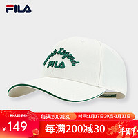 FILA 斐乐官方棒球帽情侣款2023秋新款时尚休闲帽男帽鸭舌帽子女 云菇白-WT XS