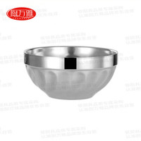 厨万雅百合碗 普通款 双层碗不锈钢碗家用食堂打饭碗铁碗 16cm