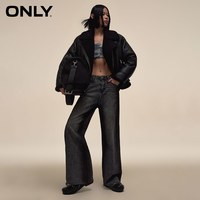 ONLY2024春季潮酷休闲宽松立领PU长袖短款外套女|1241PU001