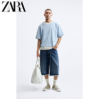 ZARA 折扣季 男装 多巴胺短款牛仔短袖 T 恤 8062339 406