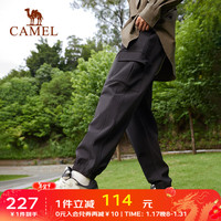 骆驼 CAMEL运动工装裤男加绒冬季加厚抗静电防风御寒保暖梭织长裤 C13CARG038，幻影黑，男 L