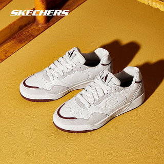 斯凯奇（Skechers）复古潮流休闲运动鞋子男款透气舒适轻质板鞋183241 白色/酒红色/WBUG 41