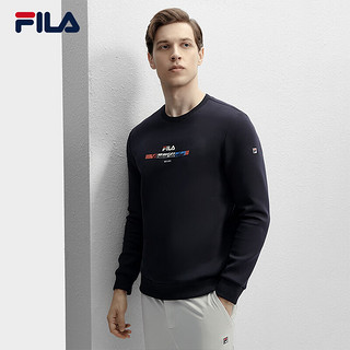 FILA 斐乐男装针织套头衫2024春季时尚简约基础休闲卫衣男 传奇蓝-NV 170/92A/M