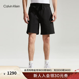 Calvin Klein Jeans24春季男士经典贴片抽绳腰舒适运动休闲针织短裤J325004 BEH-太空黑 S