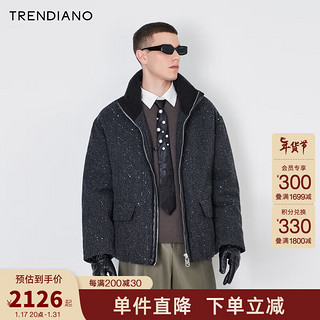 TRENDIANO 拉链立领微阔肌理感羽绒服男潮 深灰060 M