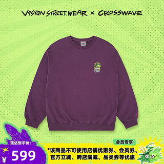 VISION STREET WEAR24春CROSSWAVE龙年联名美式街头刺绣圆领套头卫衣款 灰紫 XS