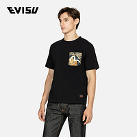 EVISU  男士织锦贴布口袋T恤2EAHTM3TS7085XXCT 黑色 L