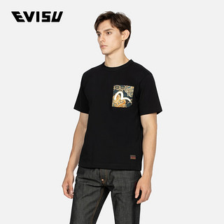 EVISU  男士织锦贴布口袋T恤2EAHTM3TS7085XXCT 黑色 L