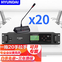 HYUNDAI 现代W-16有线手拉手会议室话筒 视频会议大型讨论型会议系统 鹅颈麦克风数字台式话筒 一拖二十 有线手拉手会议室话筒一拖二十