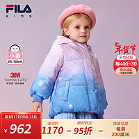 FILA【新雪丽棉】斐乐儿童连帽外套2024春小童女童保暖棉服 满印二-ZB 105