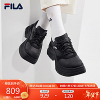 FILA 斐乐女鞋DIVA运动鞋2024春增高休闲老爹鞋 黑-BK 36