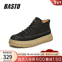 BASTO 百思图 商场同款时尚运动板鞋厚底男休闲鞋K8260DM3 黑色 38