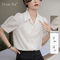FitonTon法式衬衫女季白色设计感韩版职业面试通勤短袖衬衣 M 白色短袖 M(100-115斤)