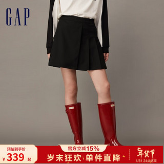 Gap女装冬季2023洋气学院风百褶裙迷你裙836254半身裙短裙 黑色 6(28)亚洲尺码