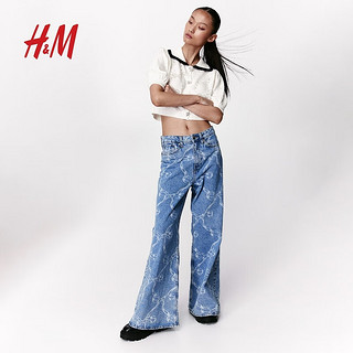 H&M【新年系列】女装毛针织衫2024年春季泡泡袖开衫1213183 红色 160/88A