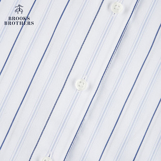 布克兄弟（BrooksBrothers）女士24早春棉质免烫宽距领条纹衬衫 B465-淡蓝色 0