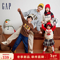 Gap【圣诞系列】Gap男装冬2023LOGO加绒保暖卫衣416446 灰色 185/108A(XXXL) 亚洲尺码