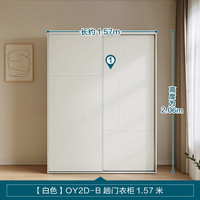 林氏家居现代简约小户型推拉门衣柜卧室家用省空间床边衣橱OY2D 【白色】B衣柜1.57米